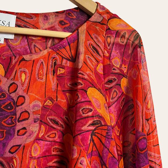 MISA Twiggy Abstract Butterfly Print Long Sleeve Mini Dress Size Small - Picture 6 of 11